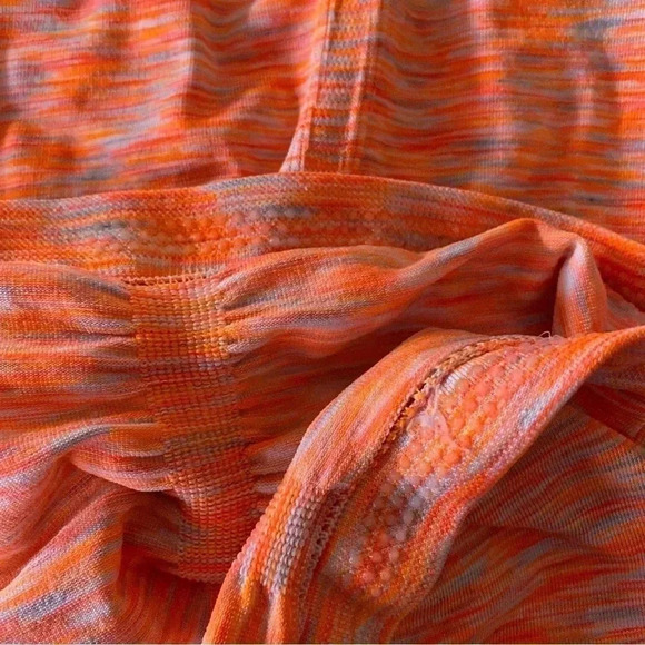 Athleta Fastest Track Space Dye Long Sleeve Round Neck Orange Activewear Top: M - Picture 10 of 12